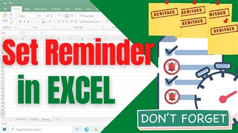 Reminder Add-In In Excel