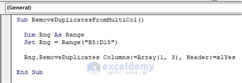 Remove Duplicates using VBA Macros