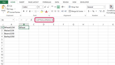 Removing Last 4 Characters in Excel