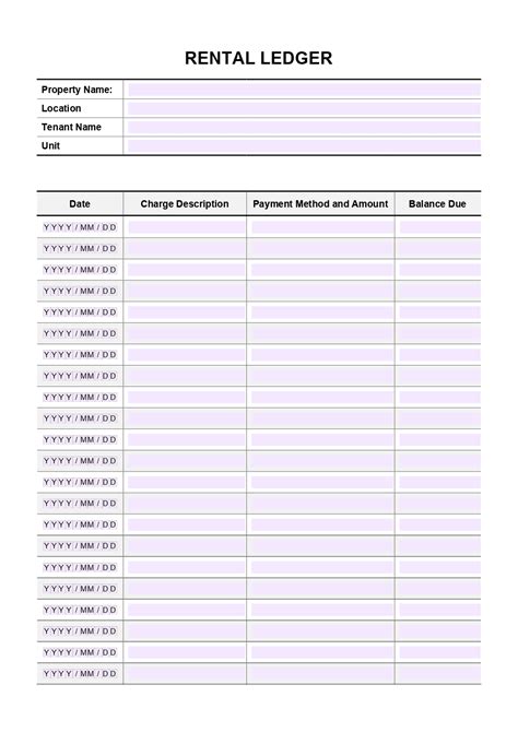 Rent Ledger Template with Budgeting Features