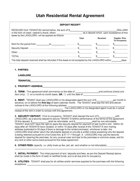 Rental Agreement Utah Sample