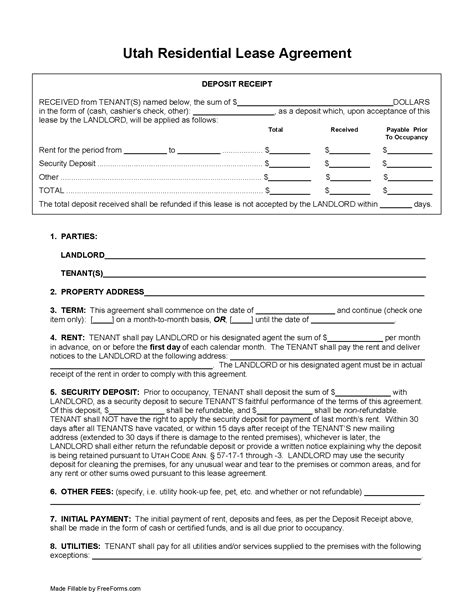 Rental Agreement Utah Word