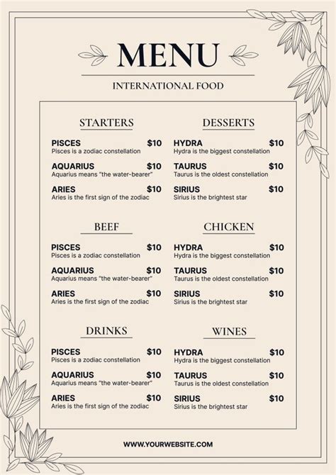 Restaurant Menu Template 1