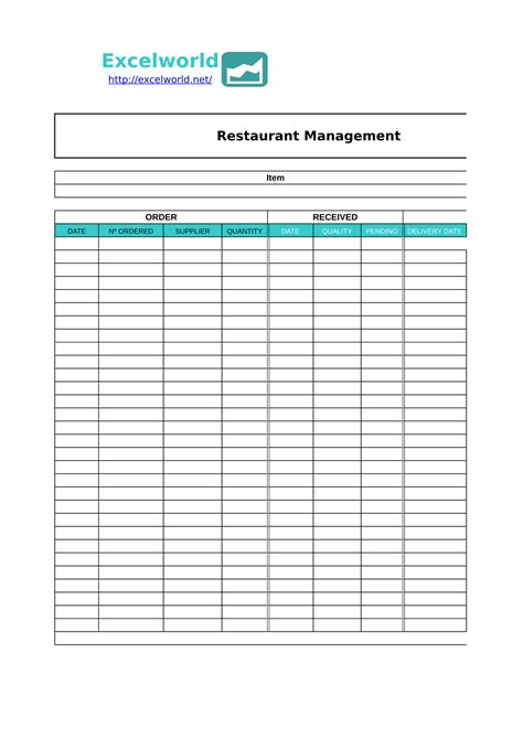 Restaurant Order Management Template