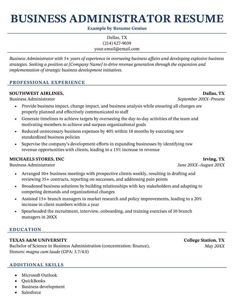 Resume Template for Business Majors 10