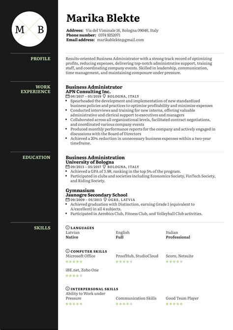 Resume Template for Business Majors 3