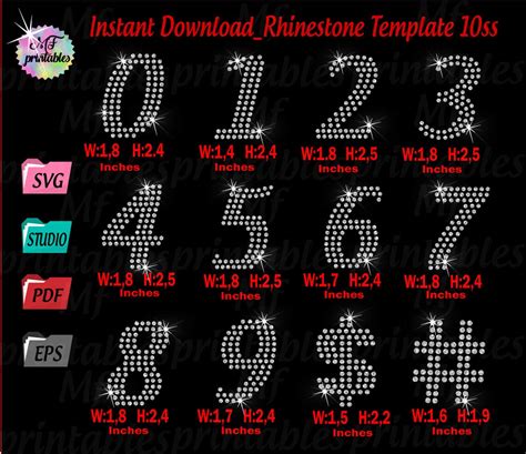 Rhinestone Numbers Template