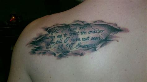 Ripped Skin Quote Tattoo Design