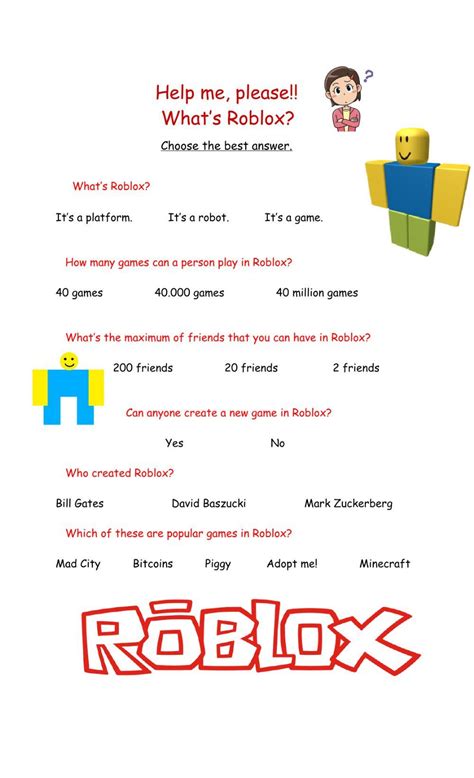 Roblox Activity Sheets