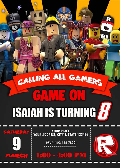 Roblox Party Invitation