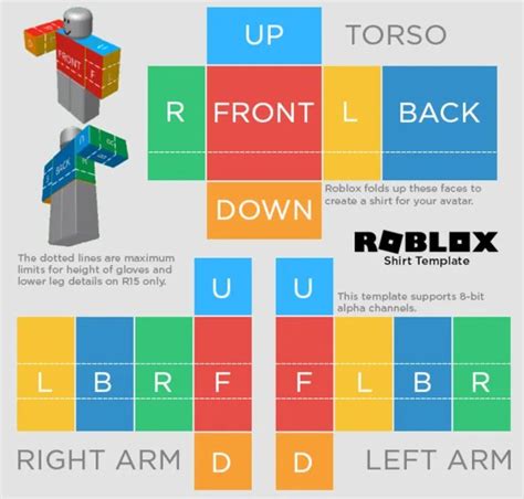 Roblox Shirt Template with Guidelines for Designers