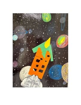 Rocket Ship Collage Art