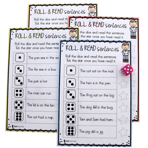 Roll and Read Template Activities for Adults