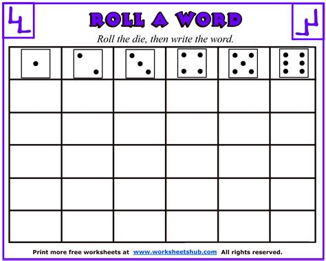 Roll and Read Template Printables for Kids