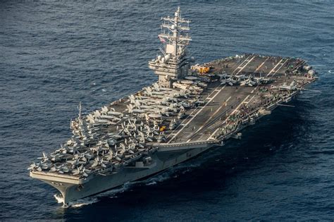 The USS Ronald Reagan aircraft carrier at sea