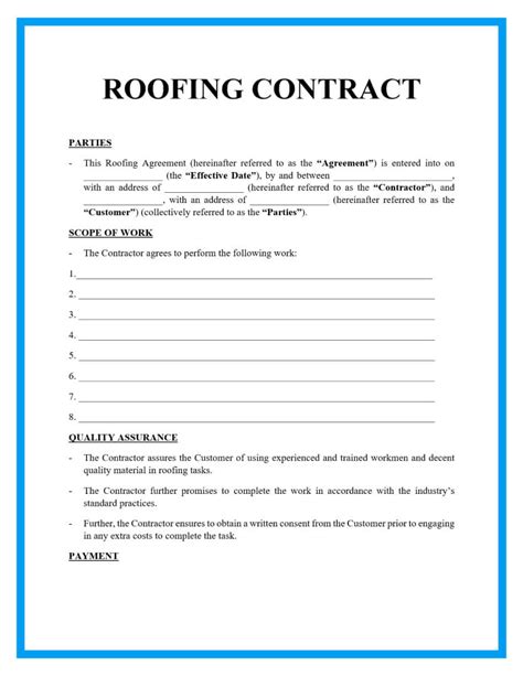 Roofing Contract Template Example