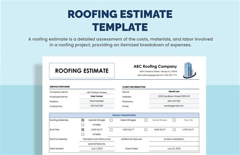 Roofing Contractor Estimate Template