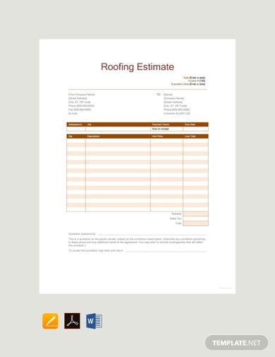 Roofing Estimate Template Example 4