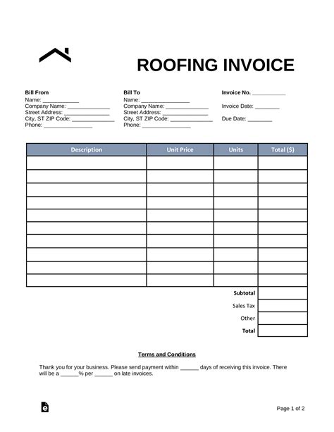 Roofing Invoice Template Example 7