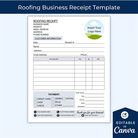 Roofing Receipt Example