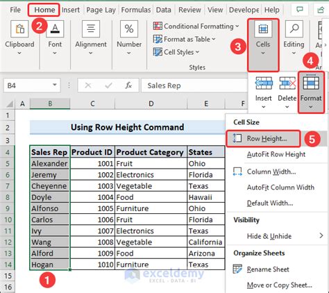 Row Height Dialog Box in Excel