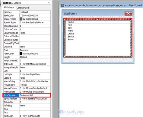 Rowsource Property Excel VBA