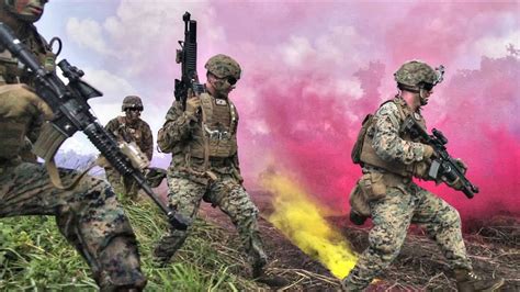 Royal Marines and US Marines in action