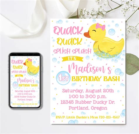 Rubber Duckie Invitation Templates