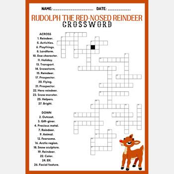 Rudolph Red Nosed Reindeer Crossword Puzzle Printable