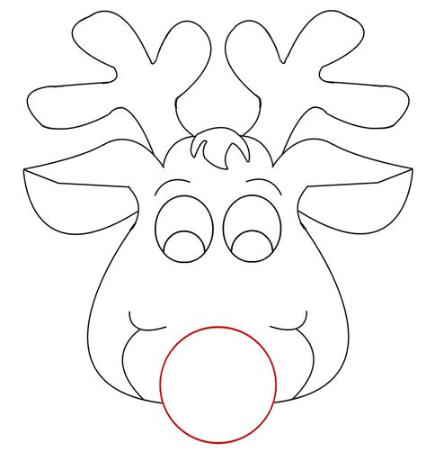 Rudolph Reindeer Face Template with Pupils