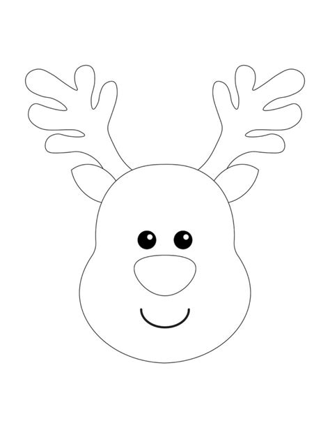 Rudolph Reindeer Face Template with Antlers