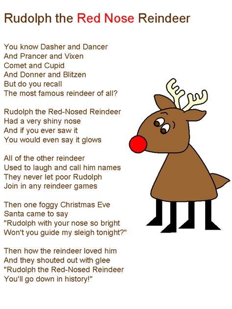 Rudolph the Red-Nosed Reindeer Lyrics Printable