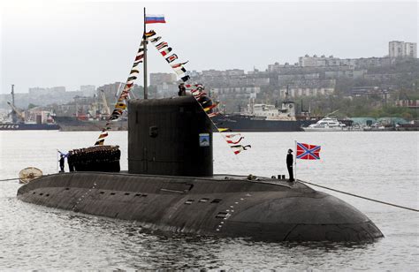 Russian submarine in the harbor