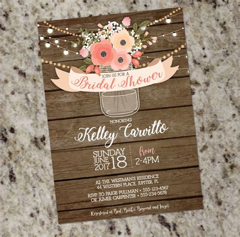 Rustic bridal shower invitation template