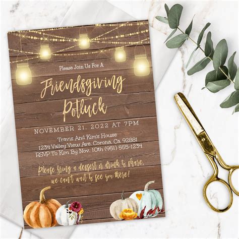 Rustic Fall Friendsgiving Invitation