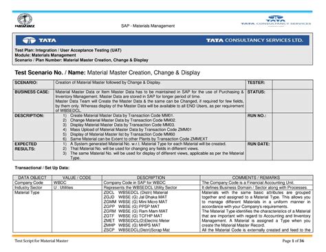 SAP UAT Testing Template Overview