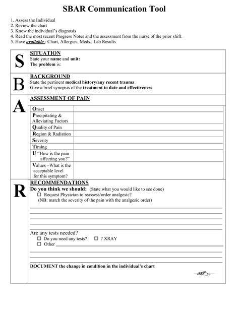 SBAR Template Example for Effective Communication