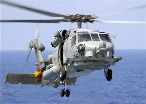 SH-60 Seahawk helicopter on a naval ship