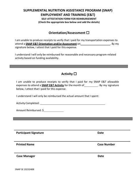 SNAP Reimbursement Form