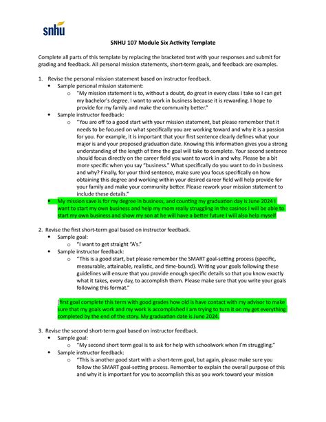 SNHU 107 Module Six Activity Submission