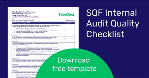 SQF Internal Audit Checklist