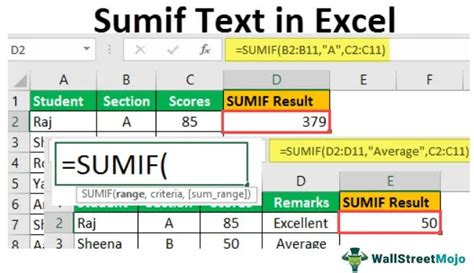 SUMIFS Text String Example