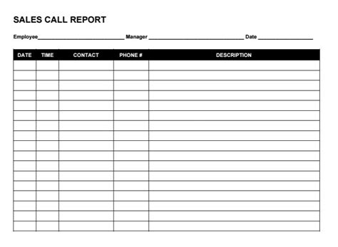 Sales Call Report Template Excel Advantages