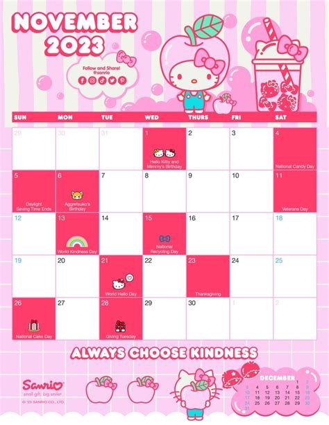 Sanrio Calendar Printable 2023 Free Download