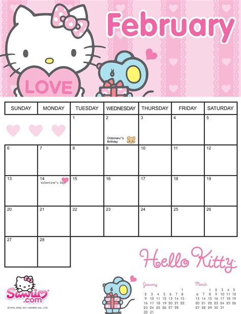 Sanrio Calendar Printable Free Download