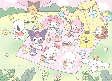 Sanrio Characters' Picnic Coloring Page