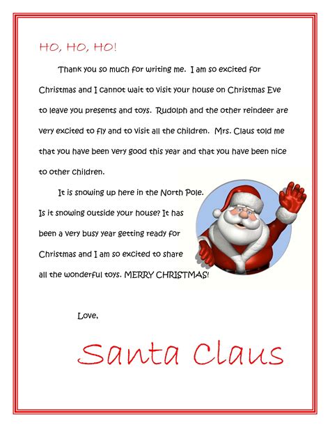 Santa Claus Letter Templates For Kids