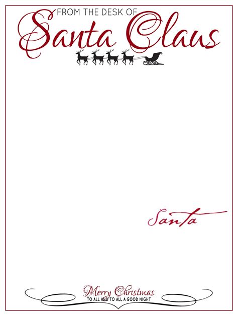 Free Printable Santa Letterhead Template 2