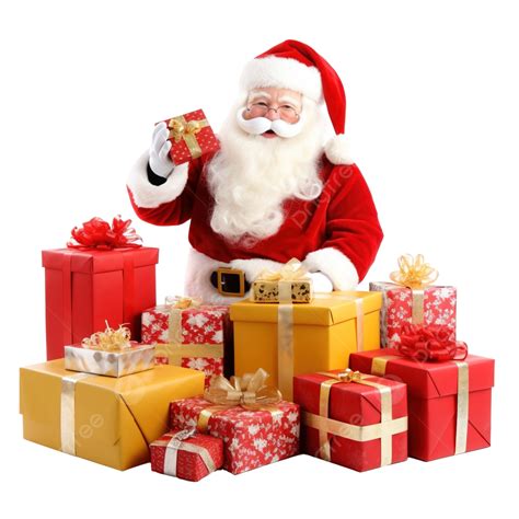 Santa Claus holding a present