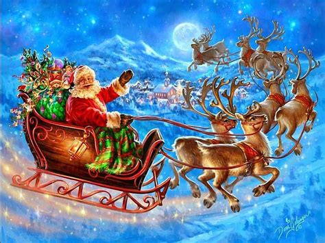 Santa's Sleigh In Flight